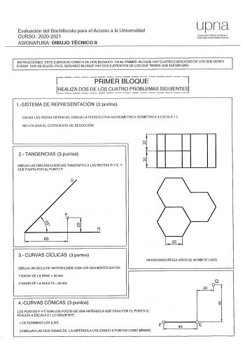 Examen de Dibujo Técnico II (EvAU de 2021)