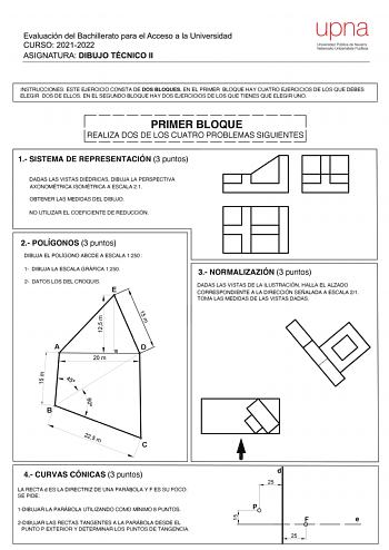 Examen de Dibujo Técnico II (EvAU de 2022)