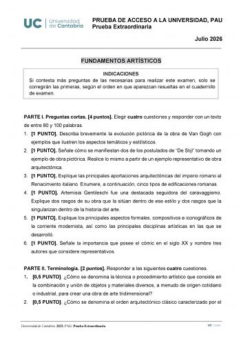 Fundamentos Artísticos – EBAU Cantabria (2026)