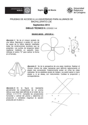 Examen de Dibujo Técnico II (PAU de 2013)