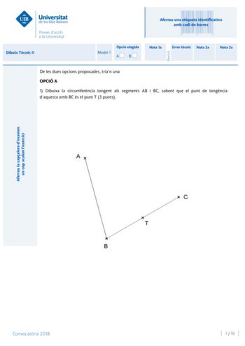 Examen de Dibujo Técnico II (PBAU de 2018)