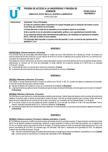 Tecnología e Ingeniería – PEvAU Andalucía (2026)