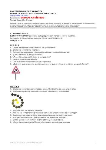 Examen de Dibujo Artístico II (selectividad de 2007)