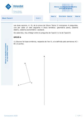 Examen de Dibujo Técnico II (PBAU de 2020)