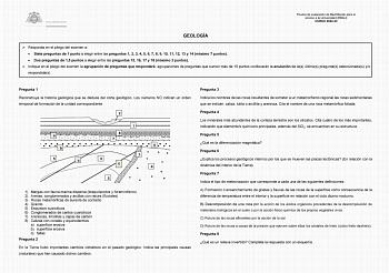 Examen de Geología y Ciencias Ambientales (EBAU de 2023)