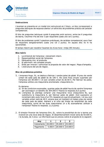 Examen de Empresa y Diseño de Modelos de Negocio (PBAU de 2025)