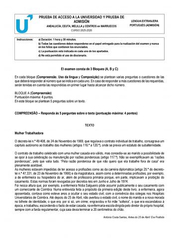 Portugués – PEvAU Andalucía (2026)