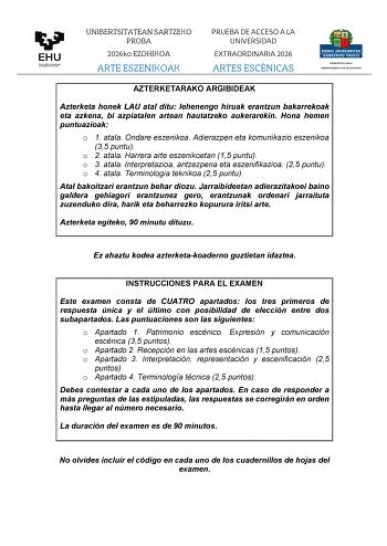 Artes Escénicas – EAU País Vasco (2026)