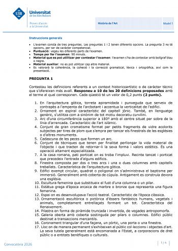 Historia del Arte – PBAU Islas Baleares (2026)
