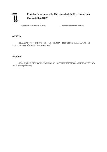Examen de Dibujo Artístico II (selectividad de 2007)
