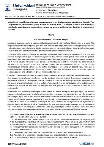 Examen de Francés (EvAU de 2025)