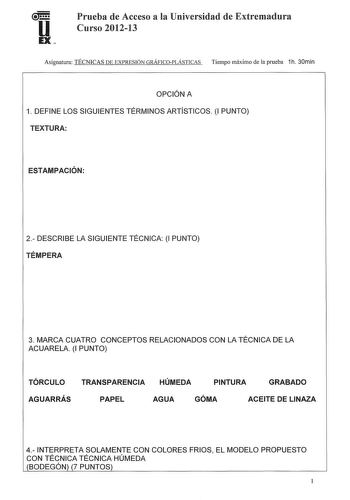 Examen de Técnicas de Expresión Gráfico Plástica (PAU de 2013)