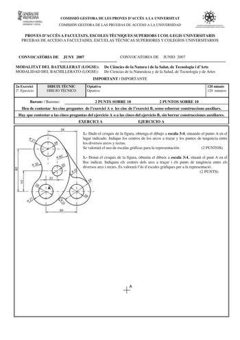 Examen de Dibujo Técnico II (selectividad de 2007)