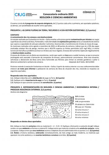 Examen de Geología y Ciencias Ambientales (ABAU de 2025)