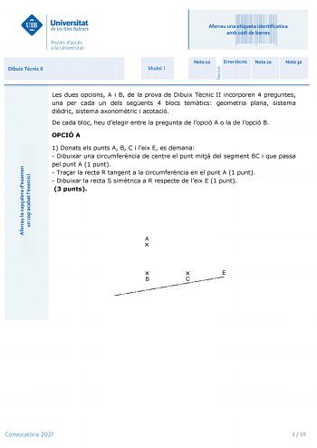 Examen de Dibujo Técnico II (PBAU de 2021)