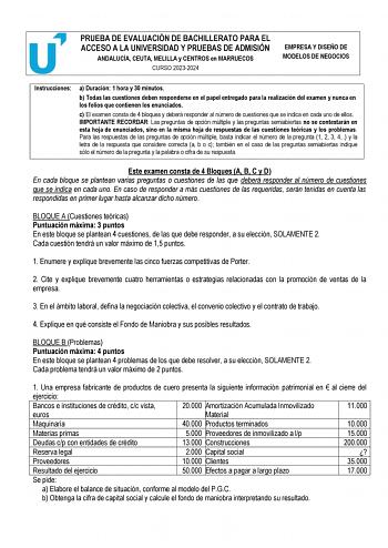 Examen de Empresa y Diseño de Modelos de Negocio (PEvAU de 2024)