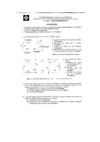 Examen de Electrotecnia (selectividad de 2005)