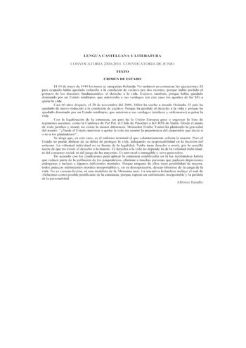 Examen de Lengua Castellana y Literatura (selectividad de 2001)