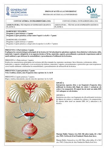 Técnicas de Expresión Gráfico Plástica – PAU Comunidad Valenciana (2026)
