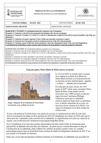 Examen de Francés (PAU de 2025)