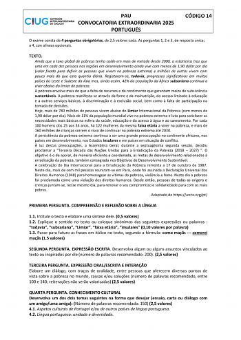 Examen de Portugués (ABAU de 2025)