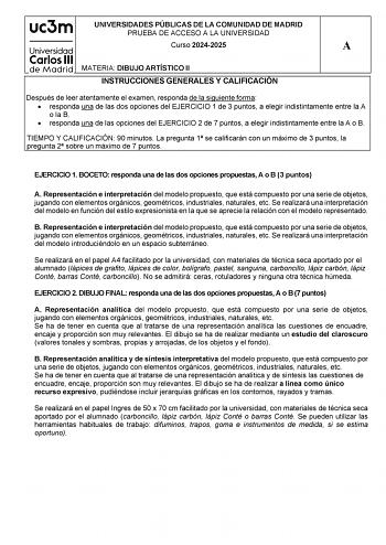 Examen de Dibujo Artístico II (EvAU de 2025)