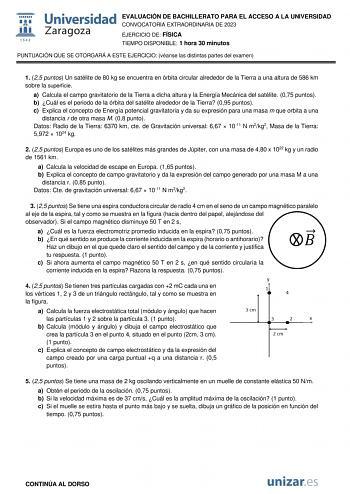 Examen de Física (EvAU de 2023)