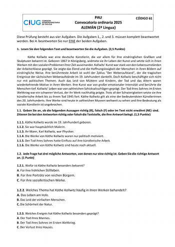 Examen de Alemán (ABAU de 2025)