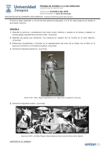 Examen de Historia del Arte (PAU de 2012)