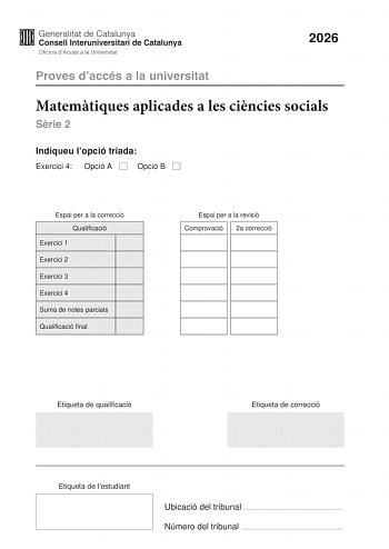Matemáticas Aplicadas a las Ciencias Sociales – PAU Cataluña (2026)