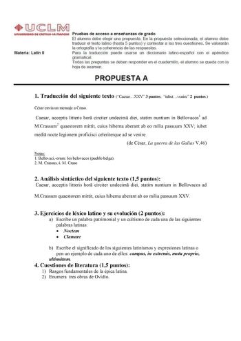 Examen de Latín II (PAU de 2014)