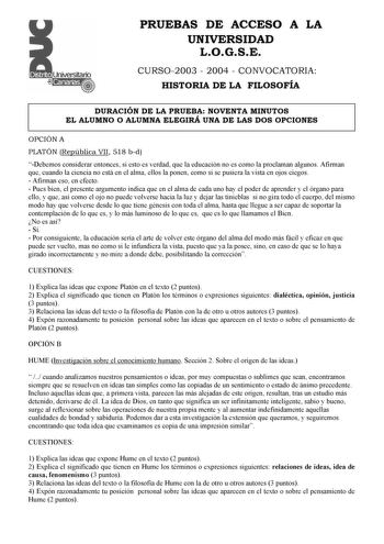 Examen de Historia de la Filosofía (selectividad de 2004)