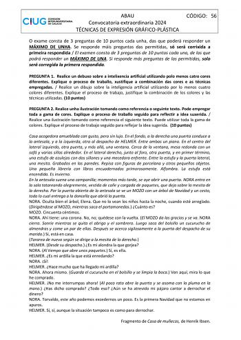 Examen de Técnicas de Expresión Gráfico Plástica (ABAU de 2024)