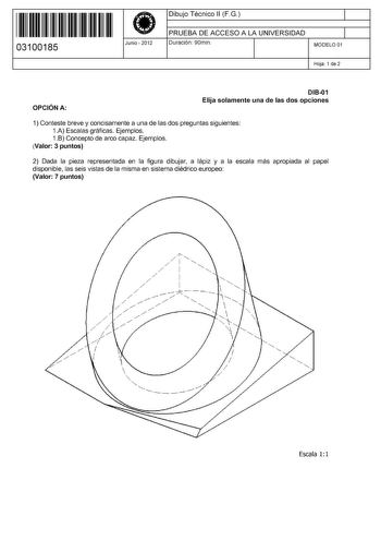 Examen de Dibujo Técnico II (PAU de 2012)