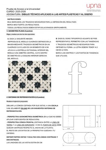 Dibujo Técnico Aplicado a las Artes Plásticas y al Diseño II – EvAU Navarra (2026)