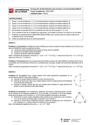 Examen de Física (EBAU de 2025)
