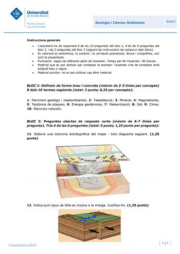 Examen de Geología y Ciencias Ambientales (PBAU de 2025)