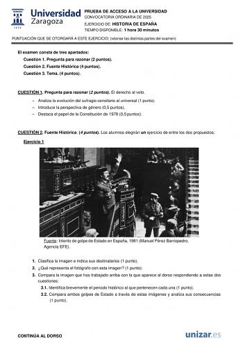 Examen de Historia de España (EvAU de 2025)