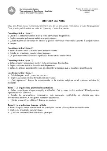 Examen de Historia del Arte (selectividad de 2004)