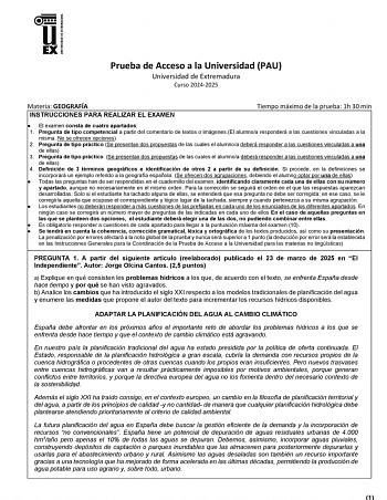Examen de Geografía (EBAU de 2025)