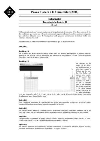 Examen de Tecnología Industrial (selectividad de 2006)