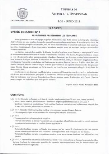 Examen de Francés (PAU de 2013)