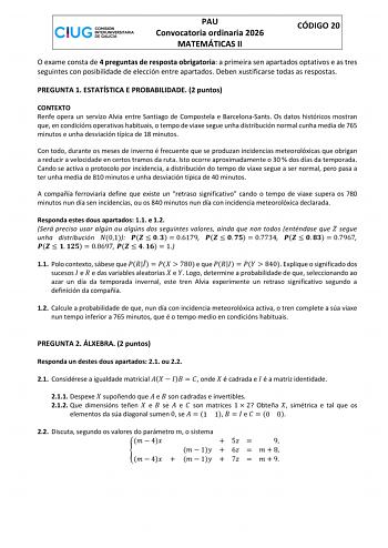 Matemáticas II – ABAU Galicia (2026)