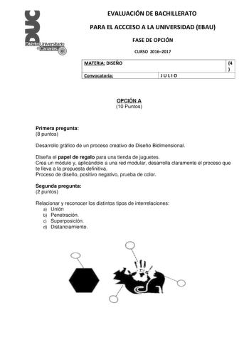 Examen de Diseño (EBAU de 2017)