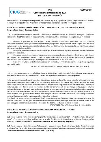 Historia de la Filosofía – ABAU Galicia (2026)