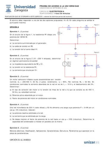 Examen de Electrotecnia (PAU de 2012)