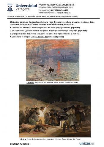 Historia del Arte – EvAU Aragón (2026)