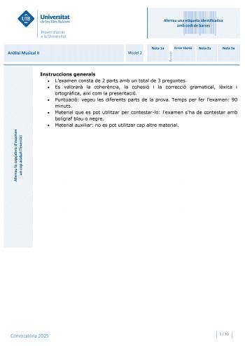 Examen de Análisis Musical (PBAU de 2025)