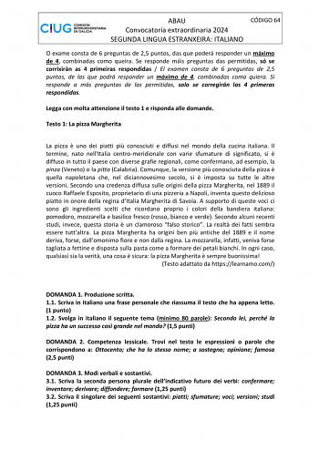 Examen de Italiano (ABAU de 2024)
