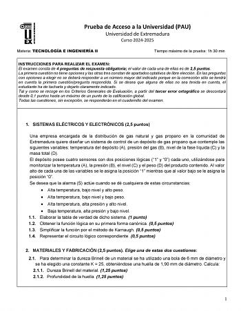 Examen de Tecnología e Ingeniería (EBAU de 2025)